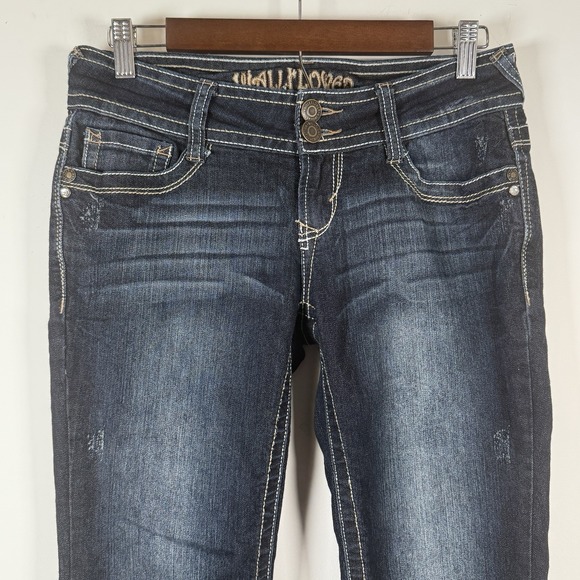 Wall Flower Blue Jeans Juniors Size 7 Factory Distressed Embroidered Stretch‎ - Picture 4 of 7